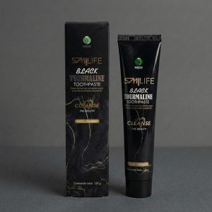 Pasta dental negra de Turmalina Smilife HGW para blanqueamiento natural.