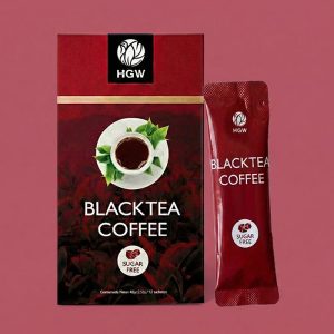 Sachet individual de 3.5g de Black Tea Coffee HGW junto al empaque principal.